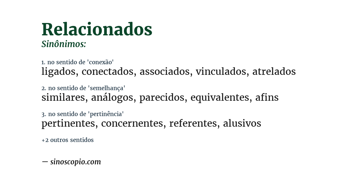 Sinônimo de relacionados