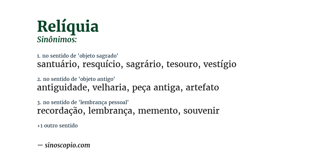 Sinônimo de relíquia