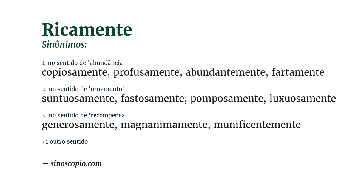 Sinônimo de ricamente