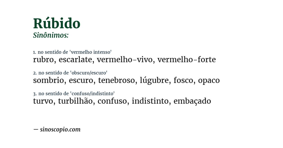 Sinônimo de rúbido