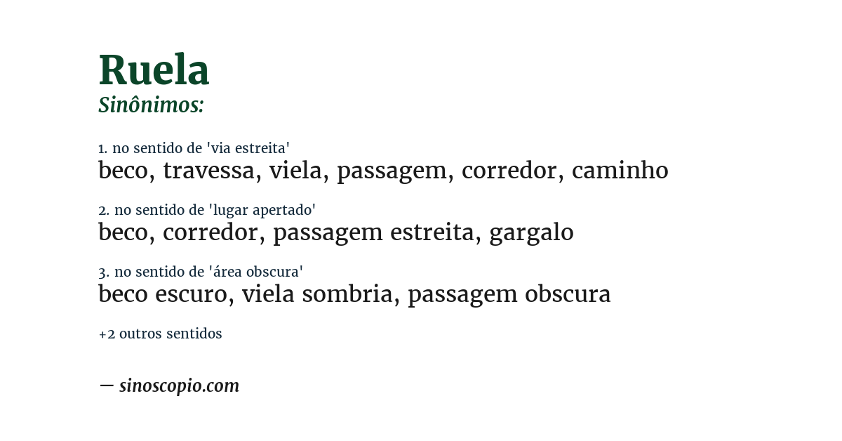 Sinônimo de ruela
