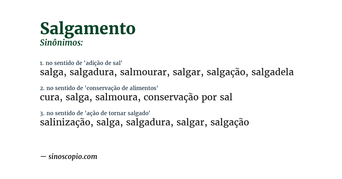 Sinônimo de salgamento