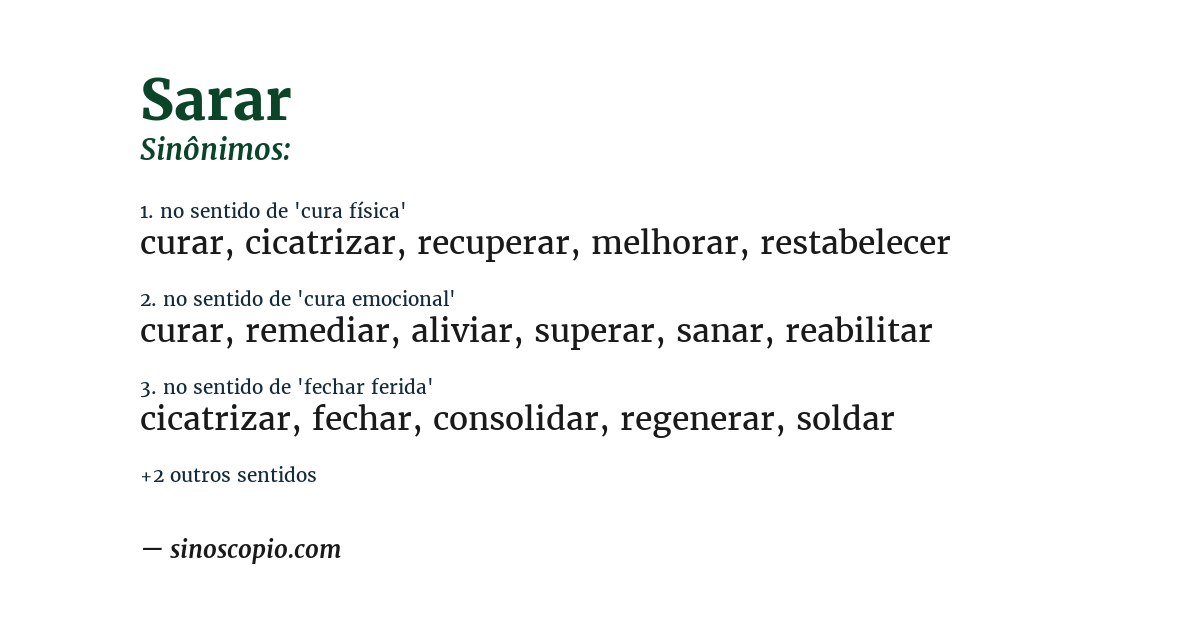 Sinônimo de sarar