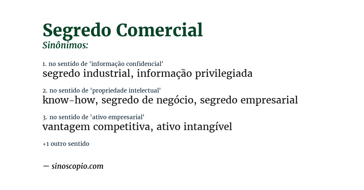 Sinônimo de segredo comercial