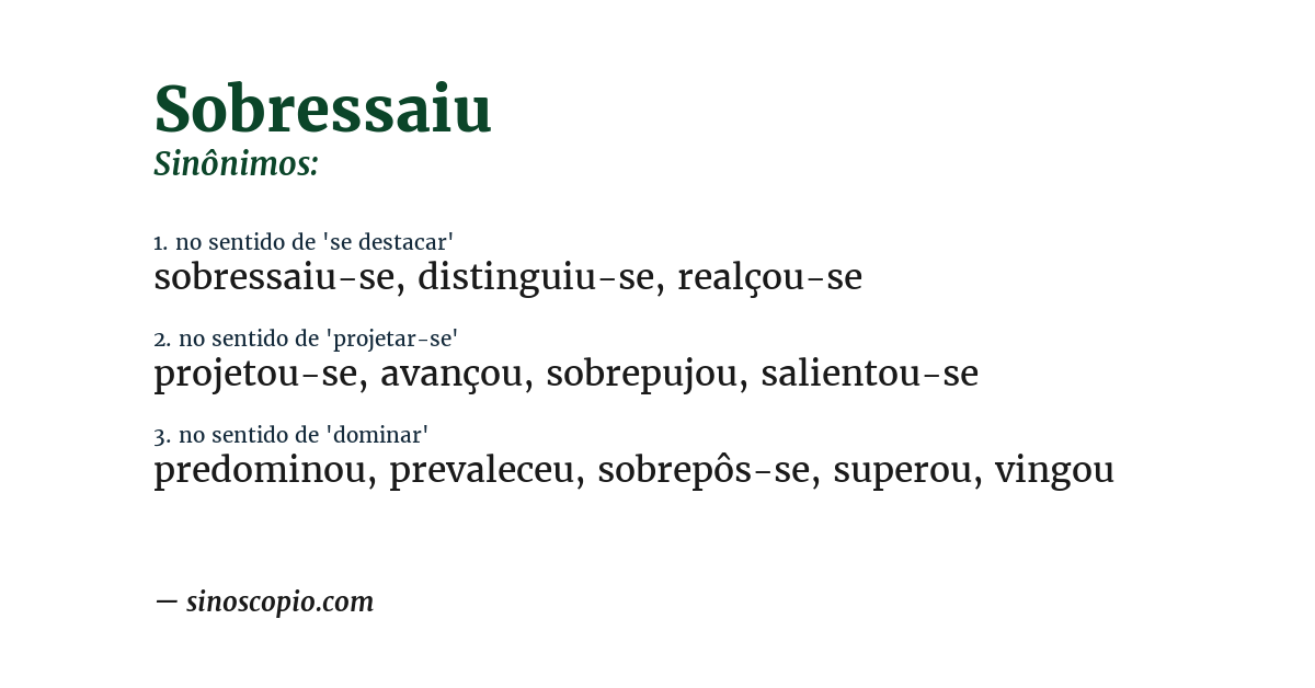 Sinônimo de sobressaiu
