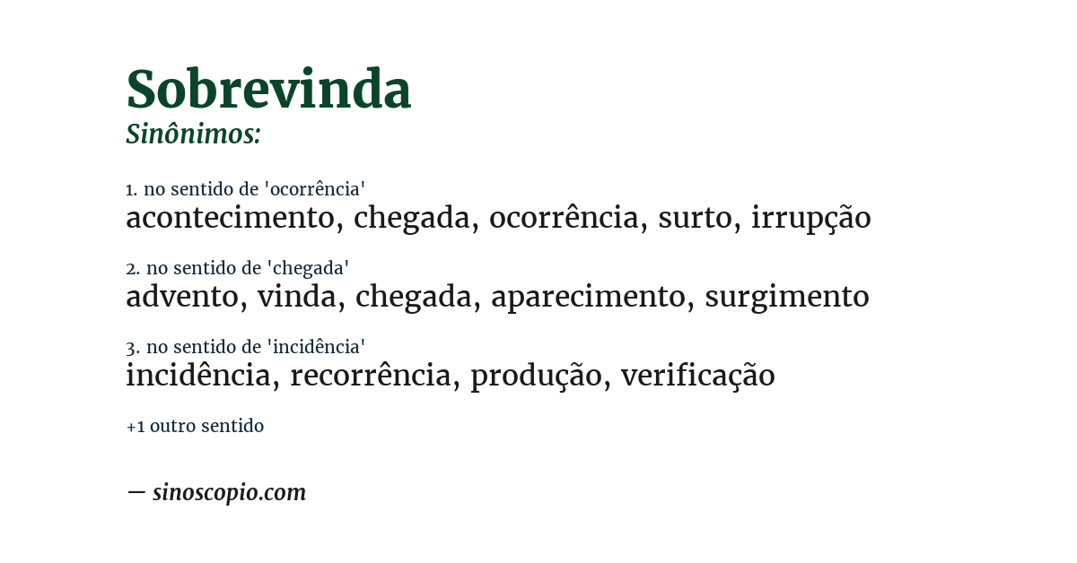 Sinônimo de sobrevinda