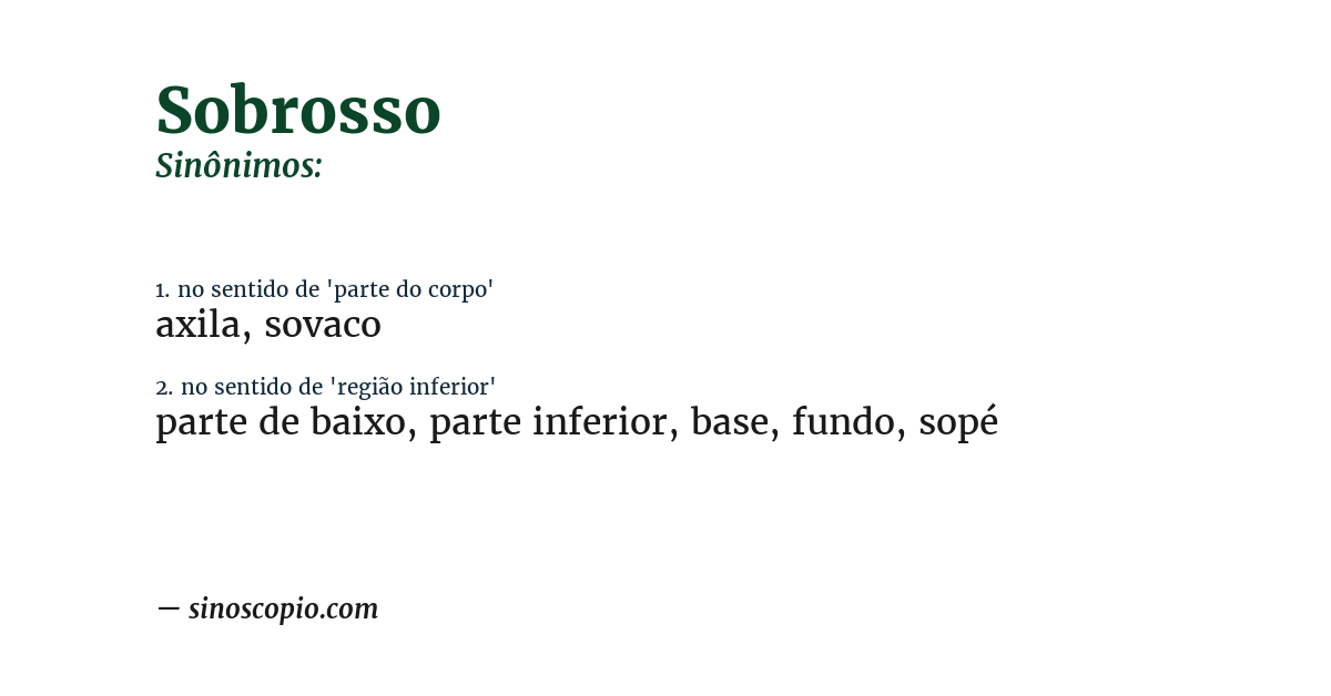 Sinônimo de sobrosso