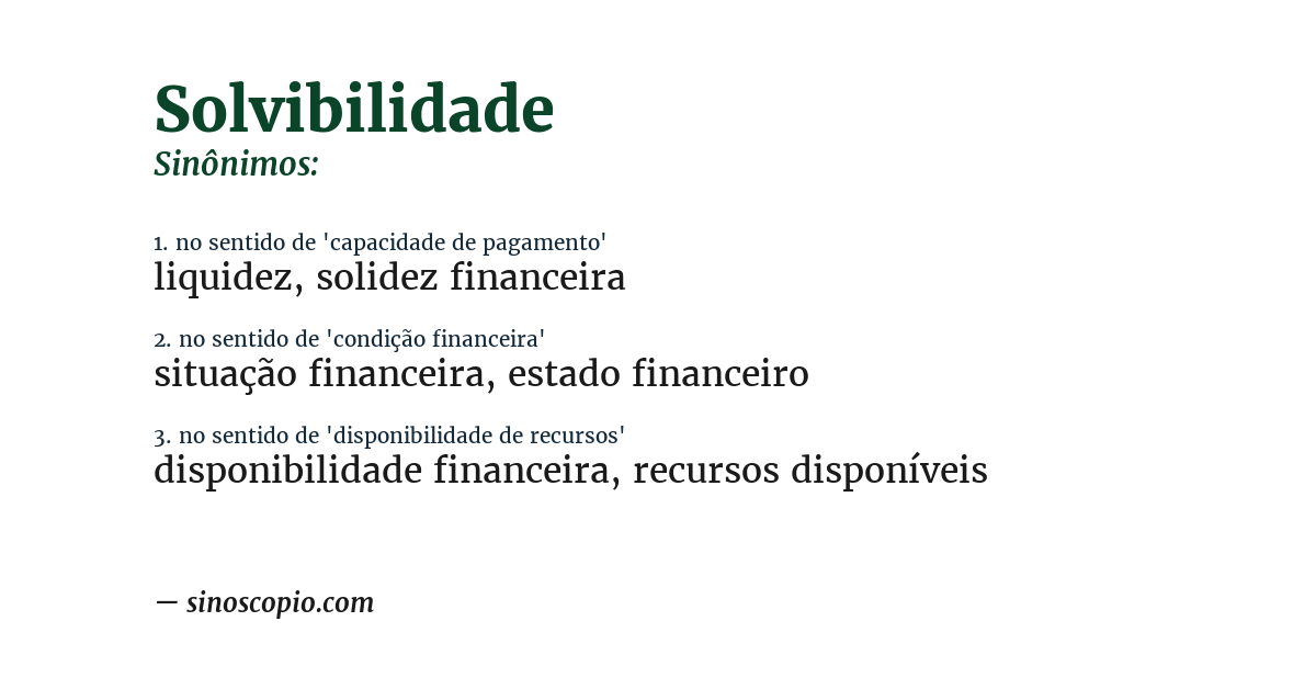 Sinônimo de solvibilidade