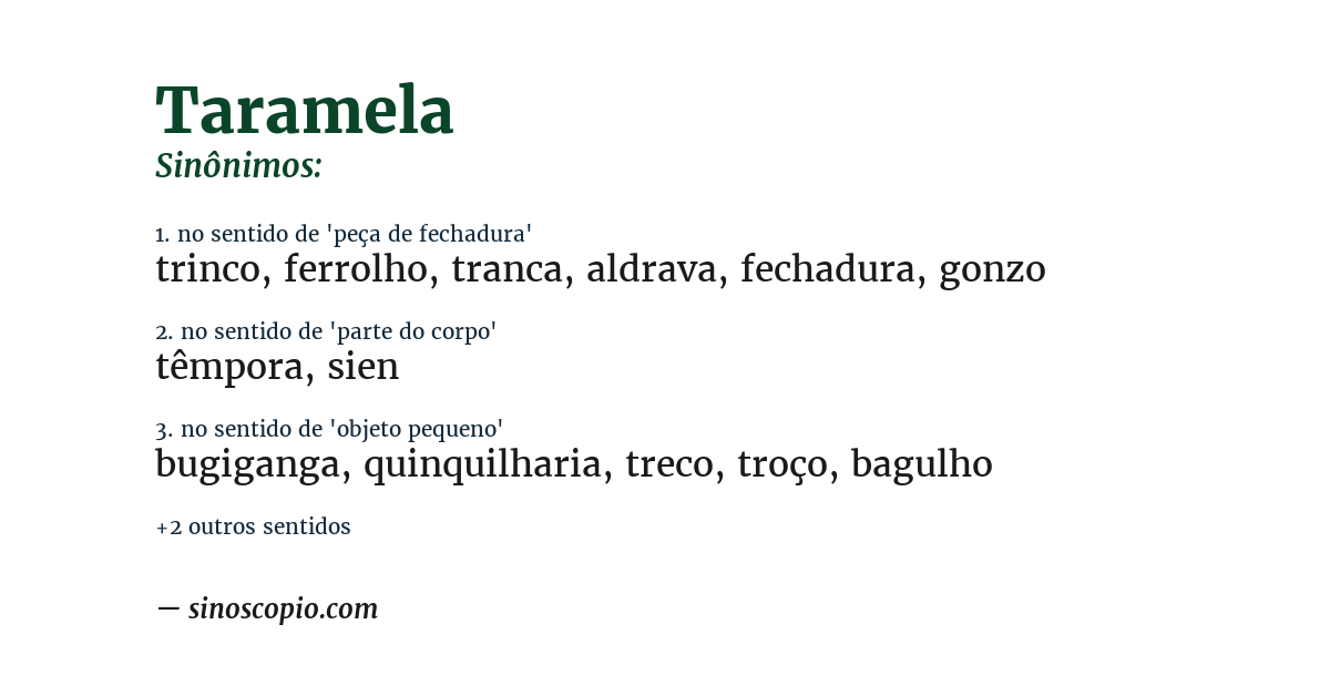 Sinônimo de taramela