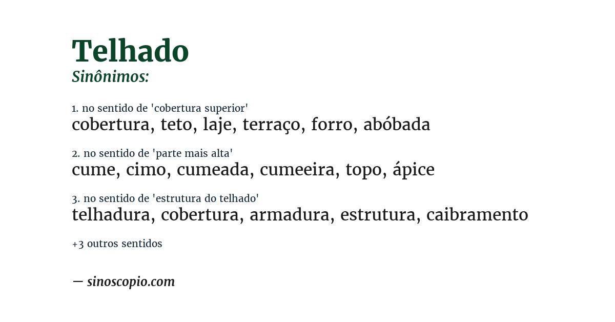 Sinônimo de telhado
