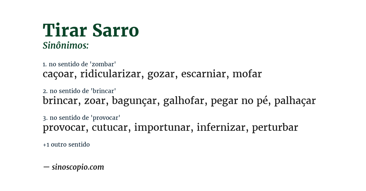 Sinônimo de tirar sarro