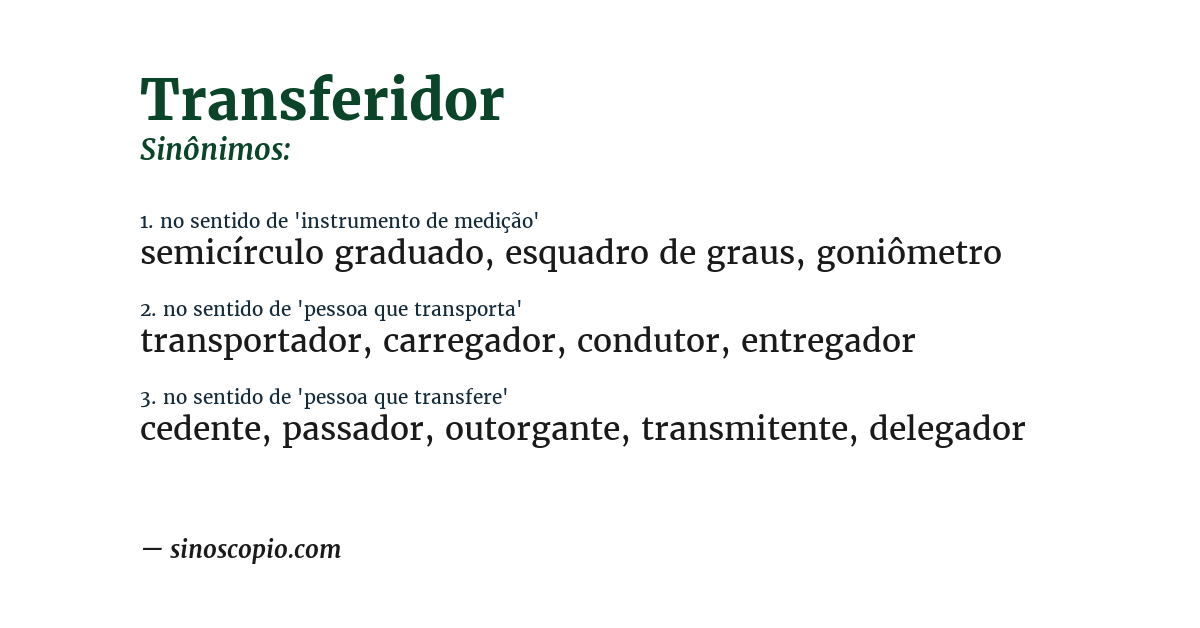 Sinônimo de transferidor