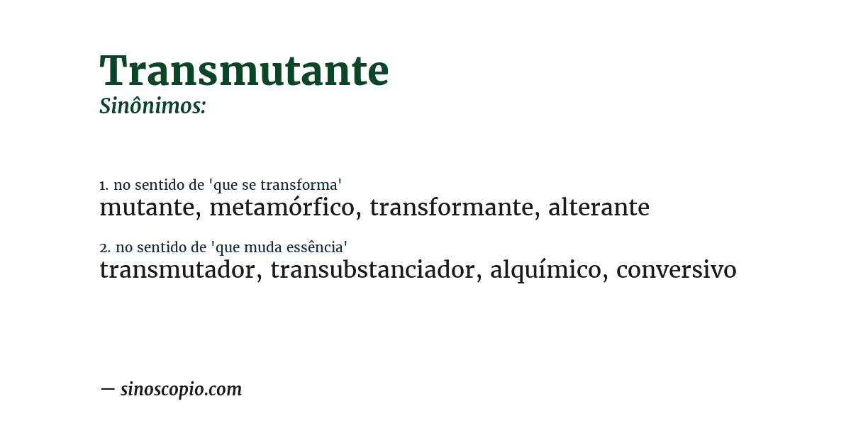 Sinônimo de transmutante