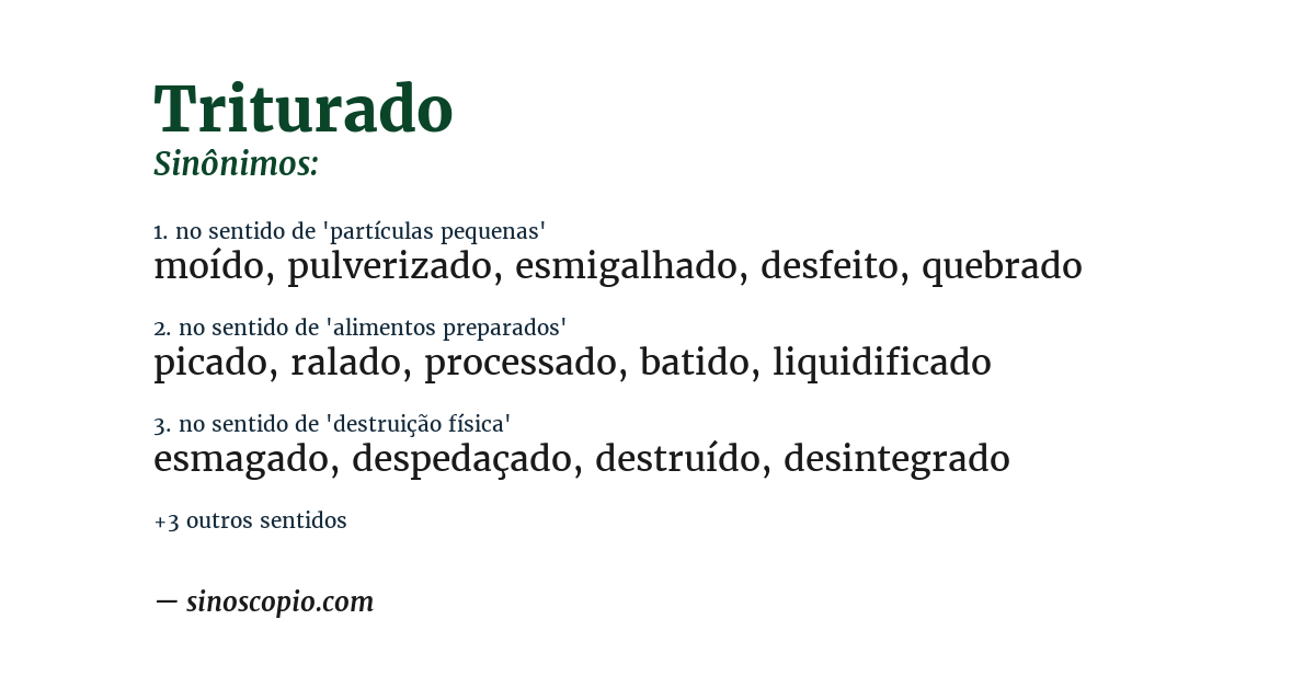 Sinônimo de triturado