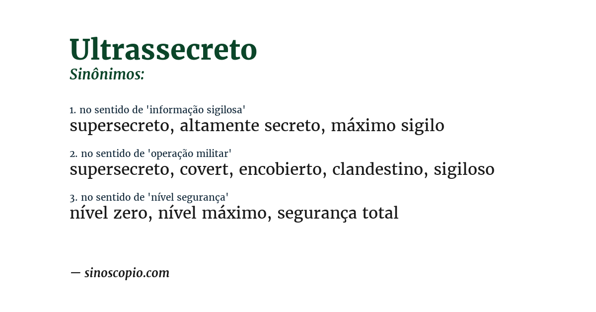 Sinônimo de ultrassecreto