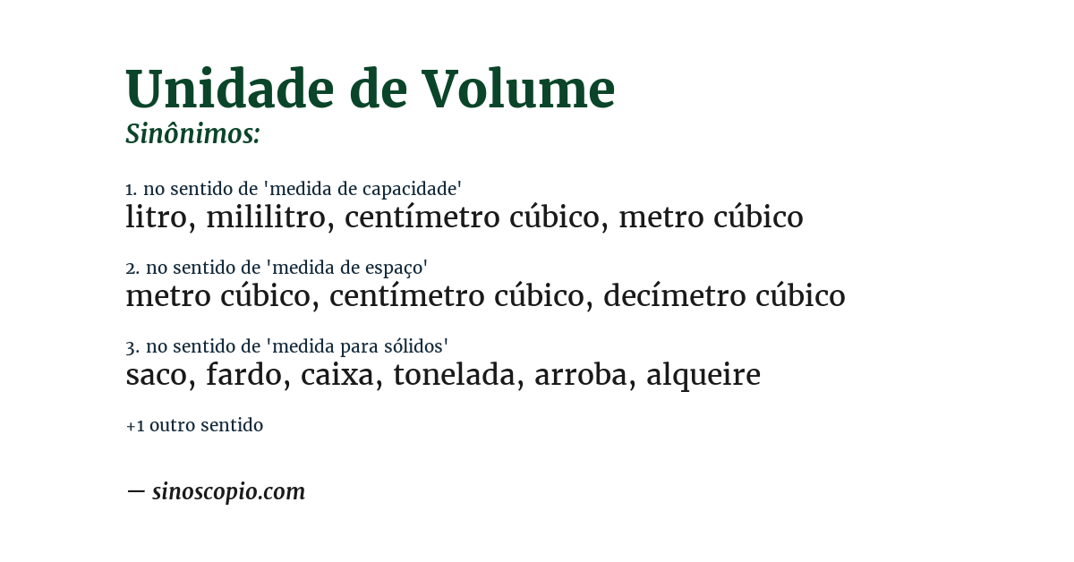 Sinônimo de unidade de volume
