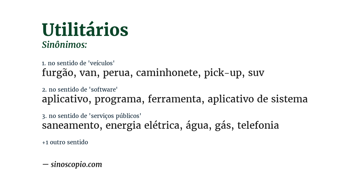 Sinônimo de utilitários