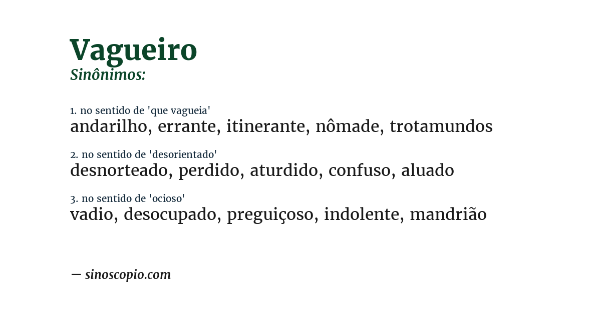 Sinônimo de vagueiro