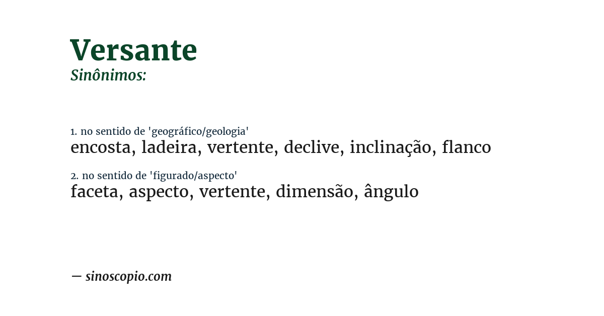 Sinônimo de versante