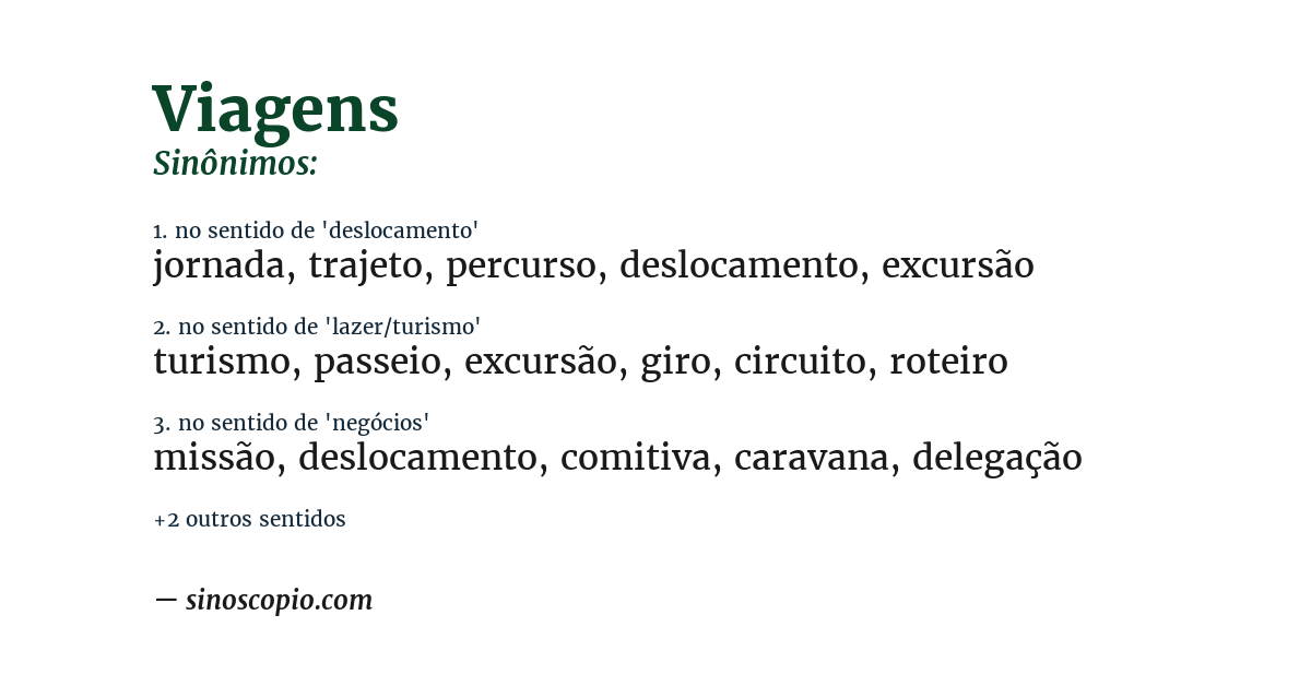 Sinônimo de viagens