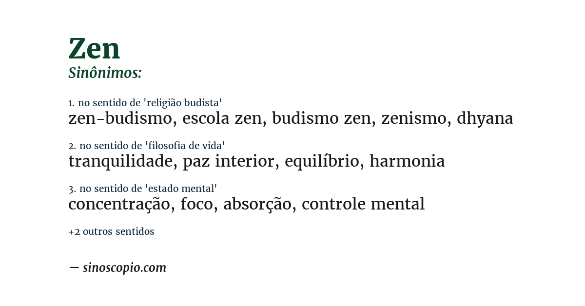 Sinônimo de zen