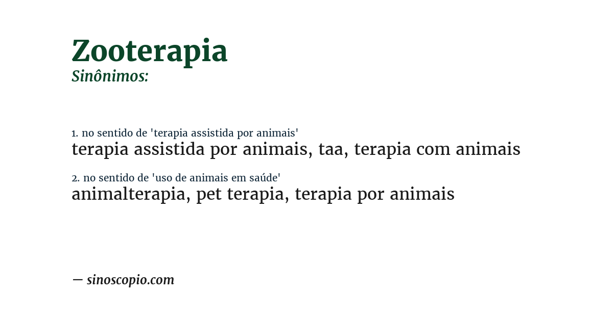 Sinônimo de zooterapia