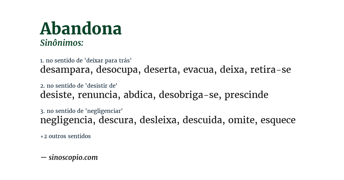 Sinônimo de abandona