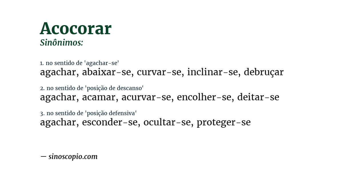 Sinônimo de acocorar