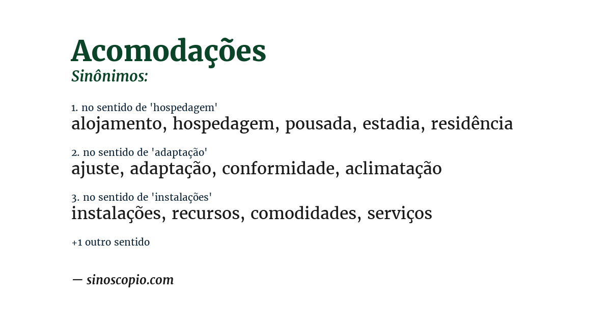 Sinônimo de acomodações