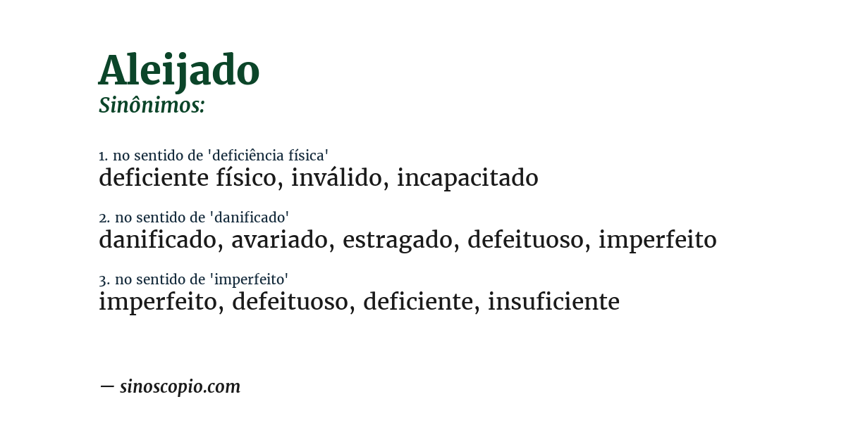 Sinônimo de aleijado