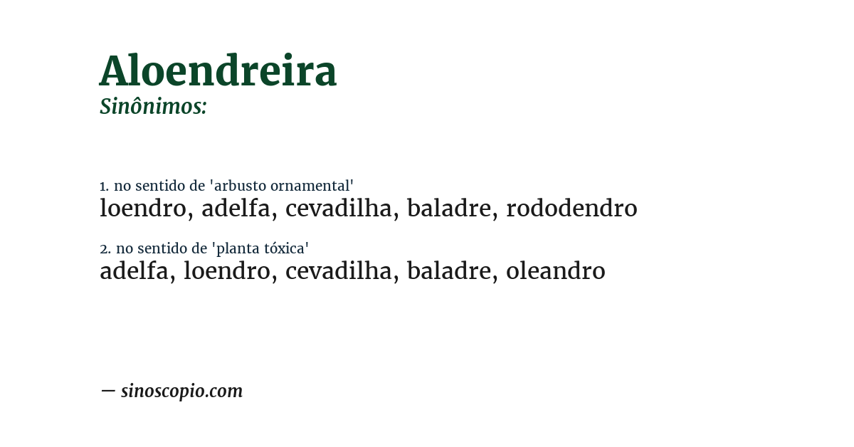 Sinônimo de aloendreira