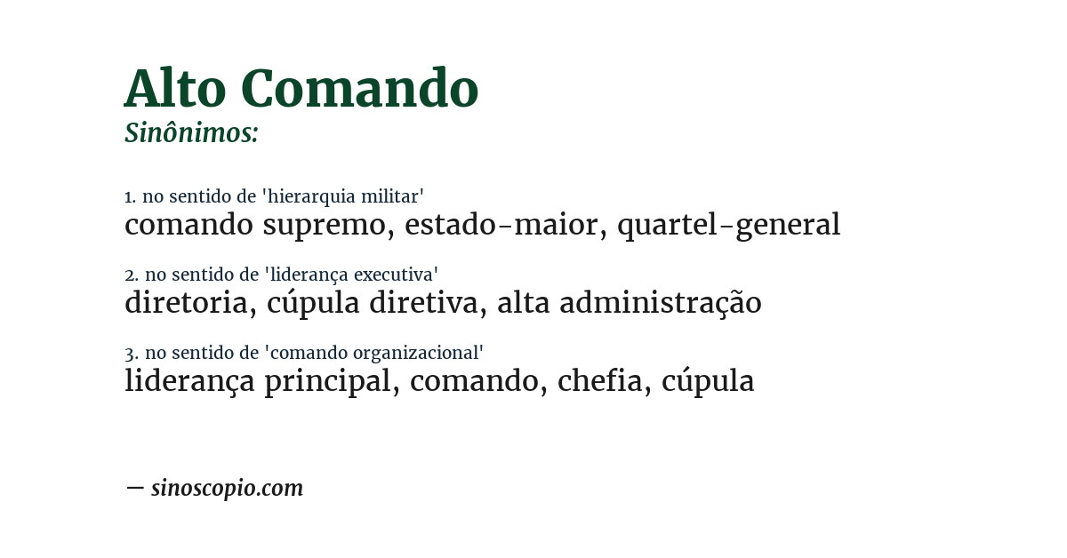 Sinônimo de alto comando