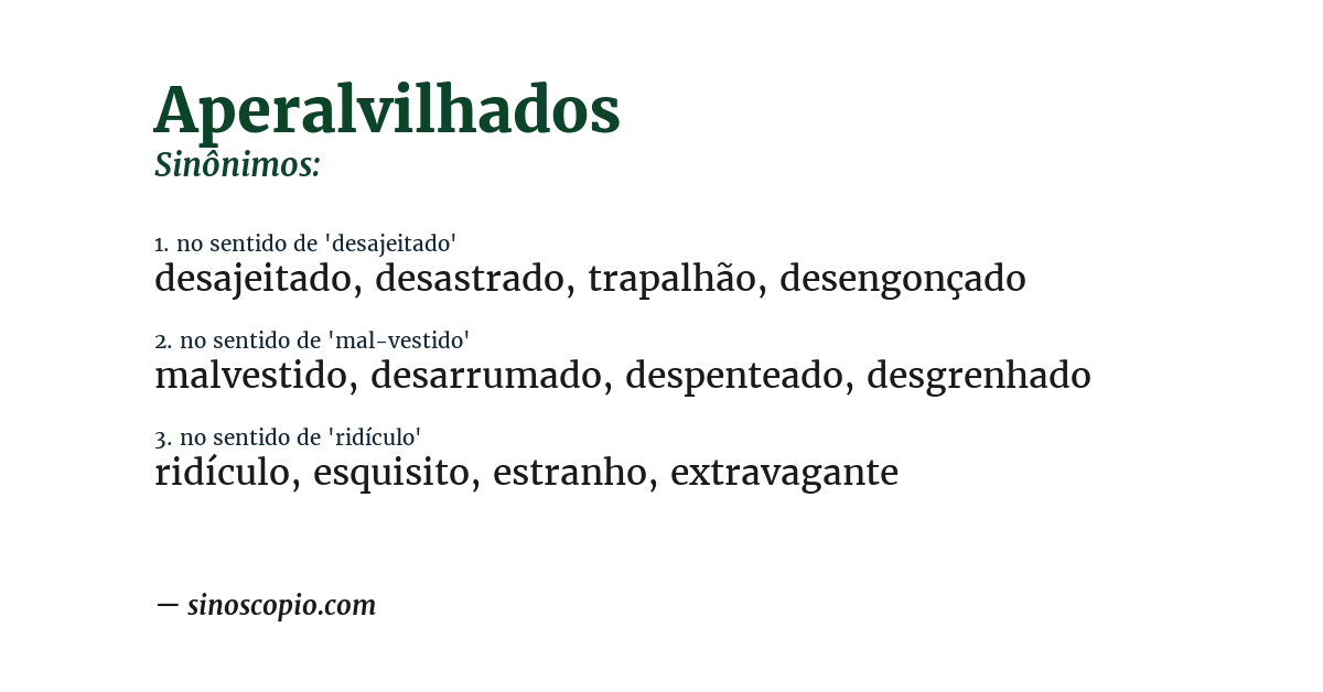Sinônimo de aperalvilhados