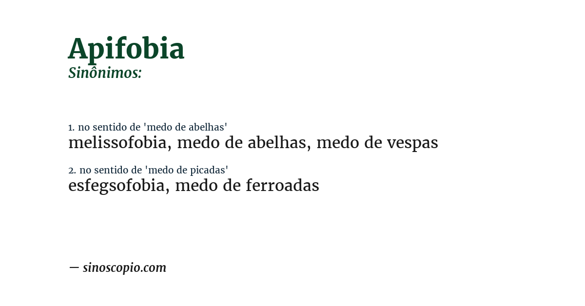 Sinônimo de apifobia