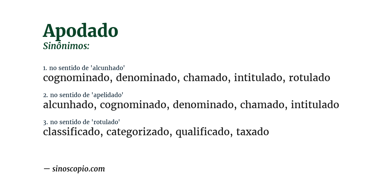 Sinônimo de apodado