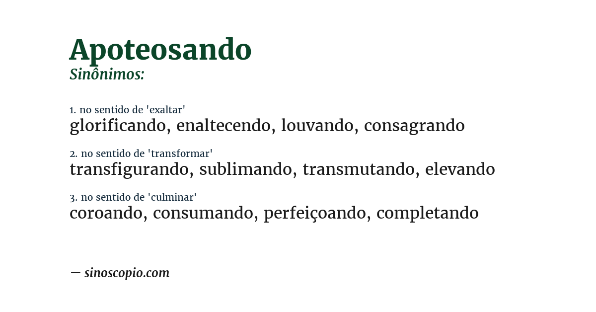 Sinônimo de apoteosando