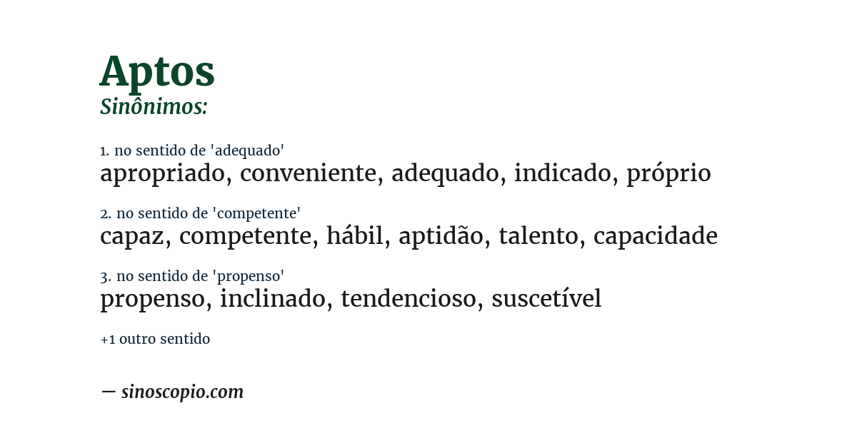 Sinônimo de aptos
