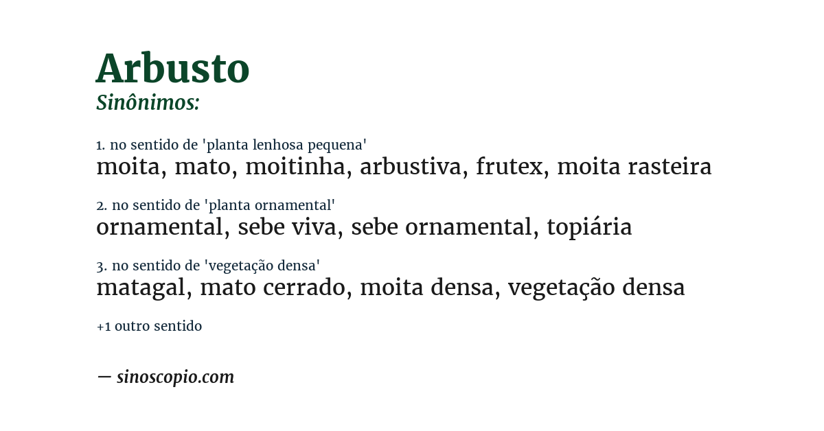 Sinônimo de arbusto