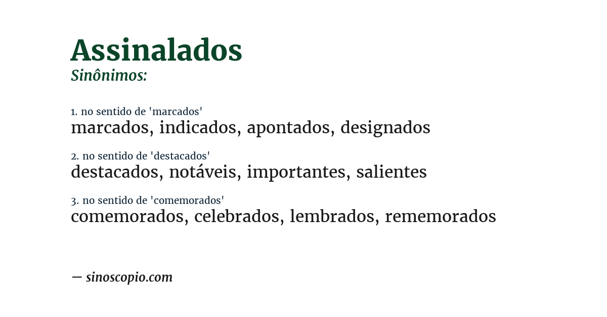 Sinônimo de assinalados