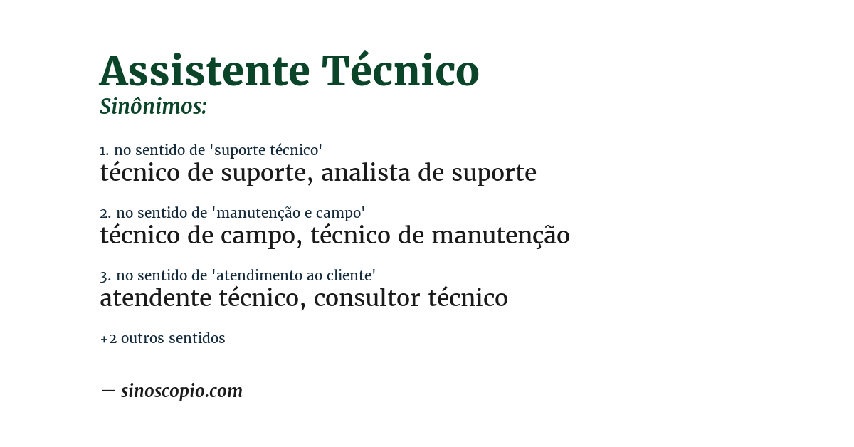 Sinônimo de assistente técnico