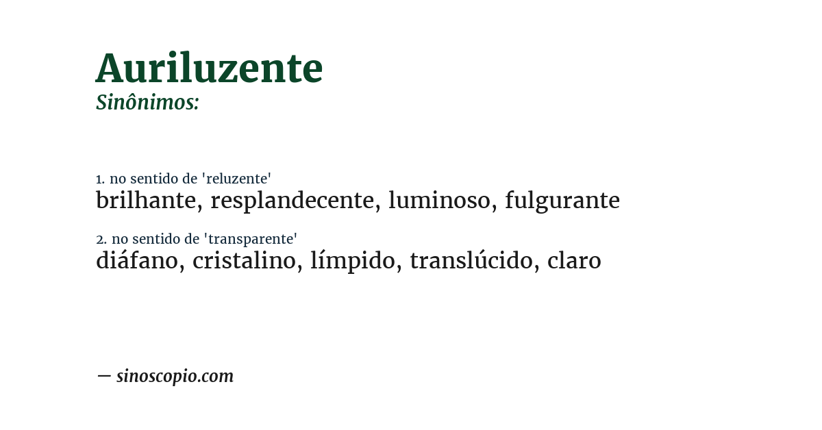 Sinônimo de auriluzente