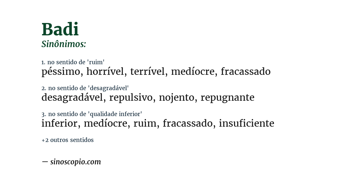 Sinônimo de badi