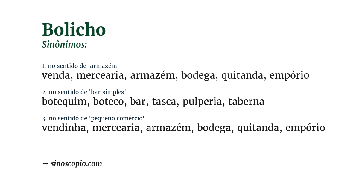 Sinônimo de bolicho