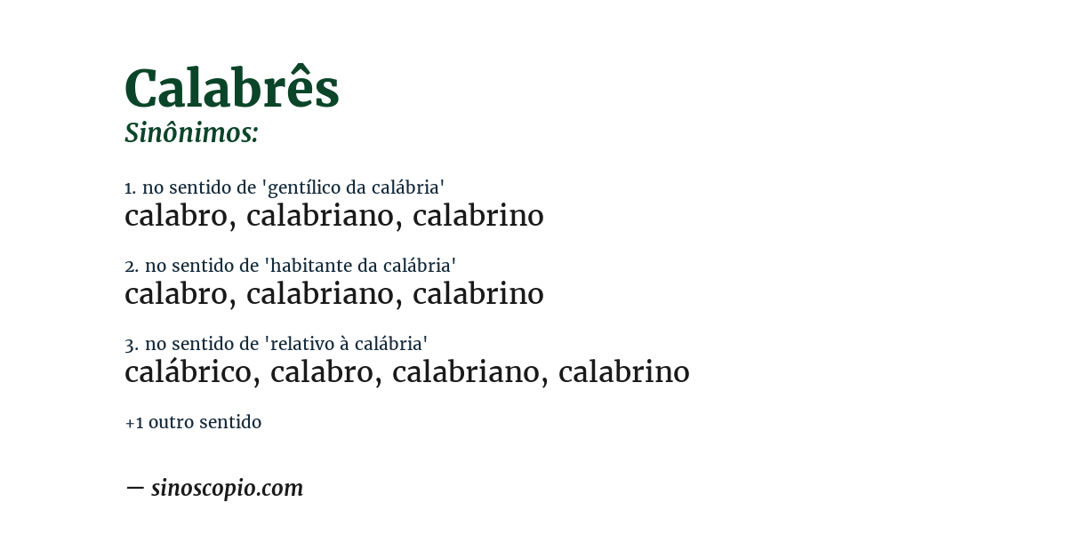 Sinônimo de calabrês