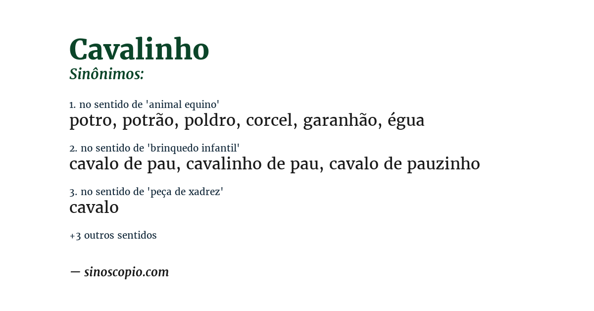 Sinônimo de cavalinho