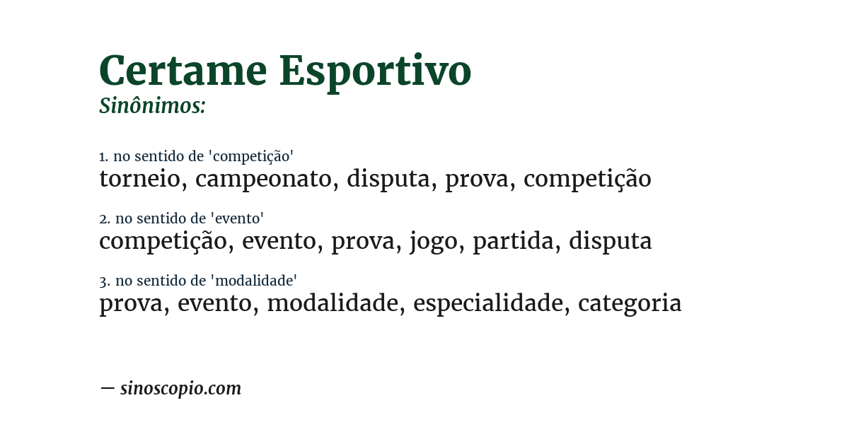 Sinônimo de certame esportivo