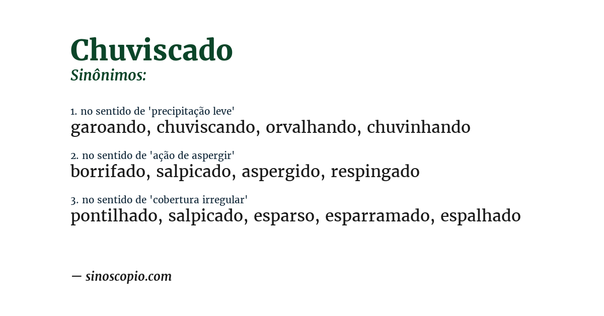 Sinônimo de chuviscado