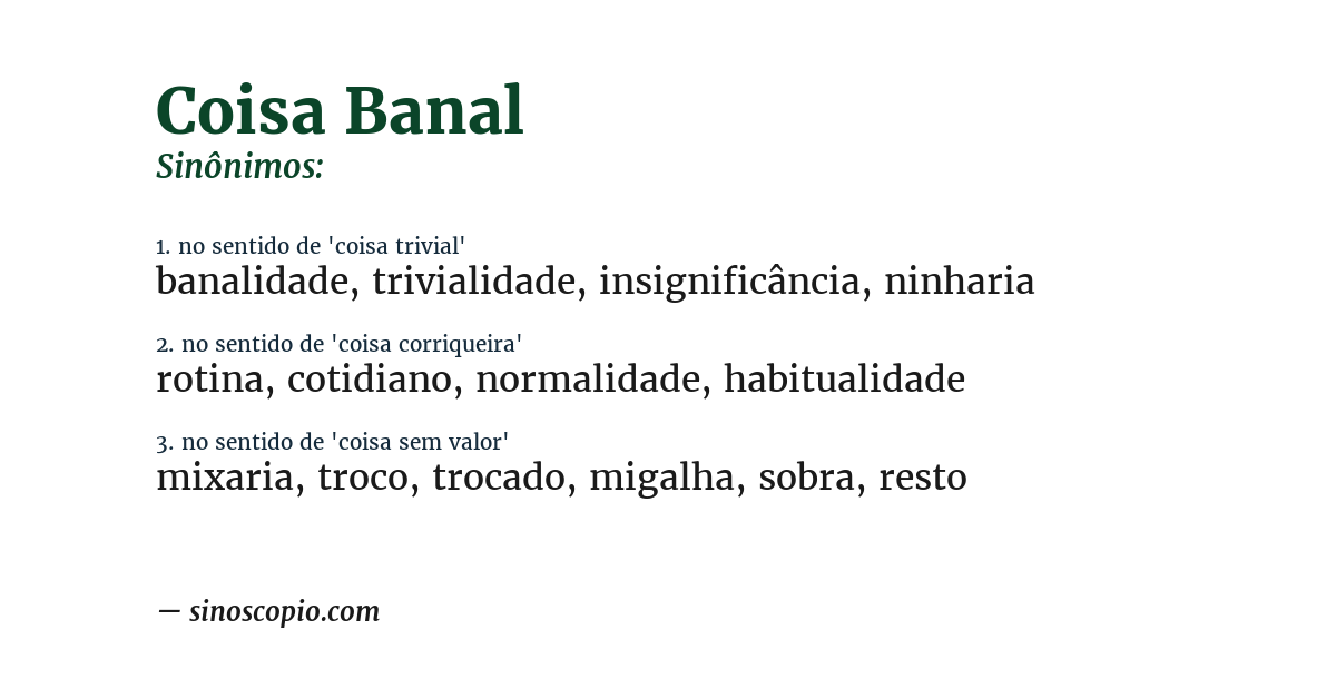 Sinônimo de coisa banal