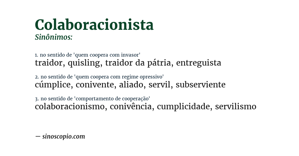 Sinônimo de colaboracionista