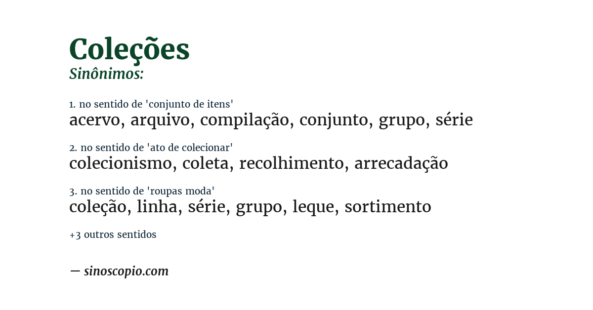 Sinônimo de coleções